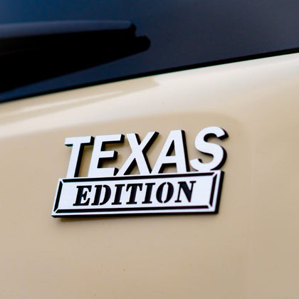 Texas Edition Badge - Brushed Silver and Gloss Black - Tape Backing
