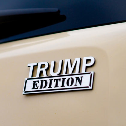 Trump Edition Badge - Brushed Silver and Gloss Black - Tape Backing