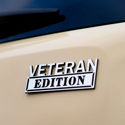 Veteran Edition Badge - Brushed Silver and Gloss Black - Tape Backing