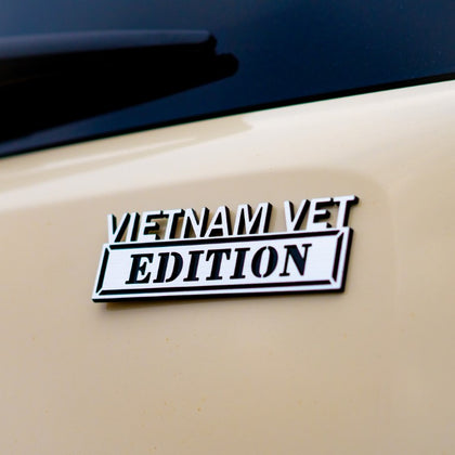 Vietnam Vet Edition Badge - Brushed Silver and Gloss Black - Tape Backing