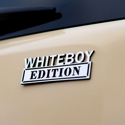 Whiteboy Edition Badge - Brushed Silver and Gloss Black - Tape Backing