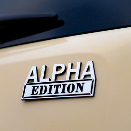 Alpha Edition Badge - Brushed Silver and Gloss Black - Tape Backing