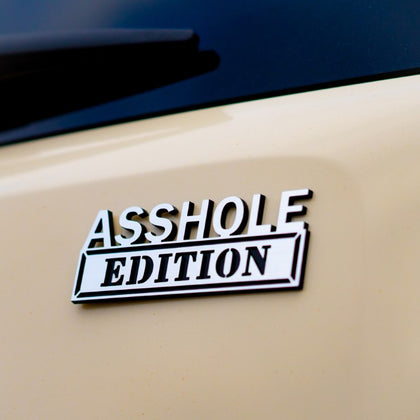Asshole Edition Badge - Brushed Silver and Gloss Black - Tape Backing