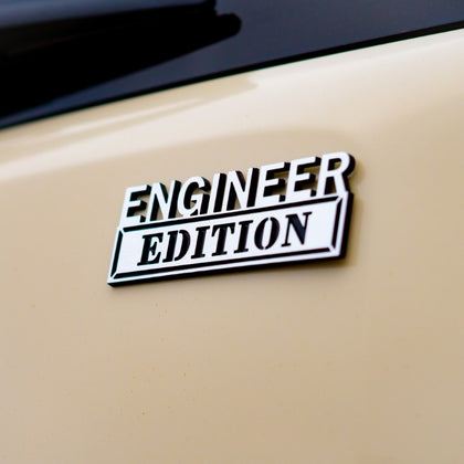 Engineer Edition Badge - Brushed Silver and Gloss Black - Tape Backing