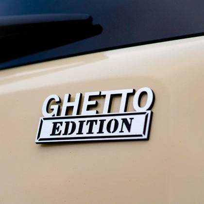 Ghetto Edition Badge - Brushed Silver and Gloss Black - Tape Backing