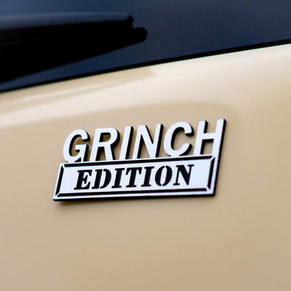 Grinch Edition Badge - Brushed Silver and Gloss Black - Tape Backing