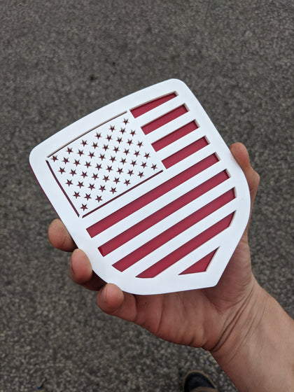 American Flag Badge by Ikonic Badges- Fits 2009-2012 Dodge® Ram® Grille - 1500, 2500, 3500 - White on Red