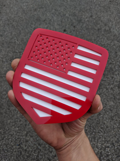 American Flag Badge by Ikonic Badges- Fits 2009-2012 Dodge® Ram® Grille - 1500, 2500, 3500 - Red on White