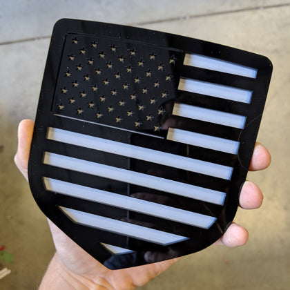 American Flag Badge by Ikonic Badges- Fits 2009-2018 Dodge® Ram® Tailgate - Black on Gray