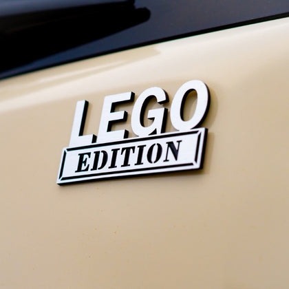 Lego Edition Badge - Brushed Silver and Gloss Black - Tape Backing