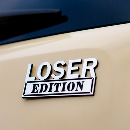 Loser Edition Badge - Brushed Silver and Gloss Black - Tape Backing