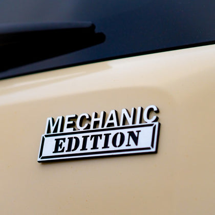 Mechanic Edition Badge - Brushed Silver and Gloss Black - Tape Backing