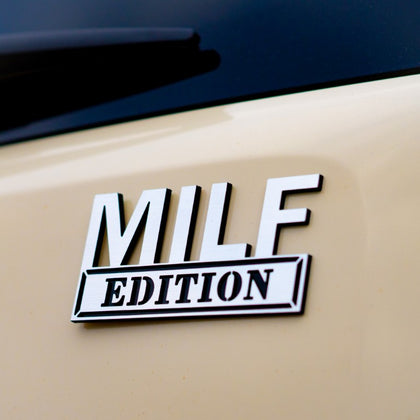 MILF Edition Badge - Brushed Silver and Gloss Black - Tape Backing