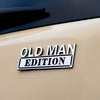 Old Man Edition Badge - Brushed Silver and Gloss Black - Tape Backing