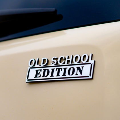 Old School Edition Badge - Brushed Silver and Gloss Black - Tape Backing
