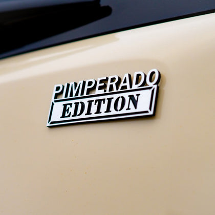 Pimperado Edition Badge - Brushed Silver and Gloss Black - Tape Backing