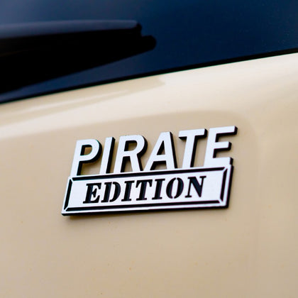 Pirate Edition Badge - Brushed Silver and Gloss Black - Tape Backing