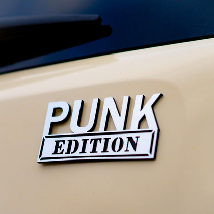 Punk Edition Badge - Brushed Silver and Gloss Black - Tape Backing