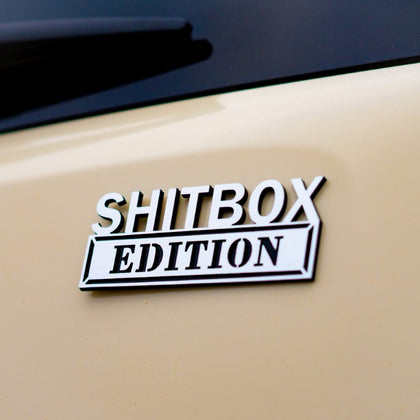 Shitbox Edition Badge - Brushed Silver and Gloss Black - Tape Backing